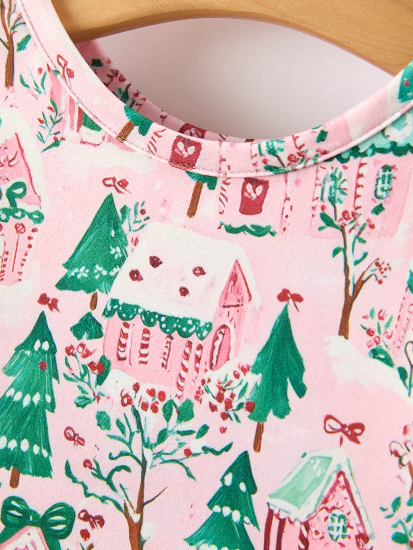 Christmas Girls Pink Holiday Village Print Twirl Dress by Rylee Faith Designs