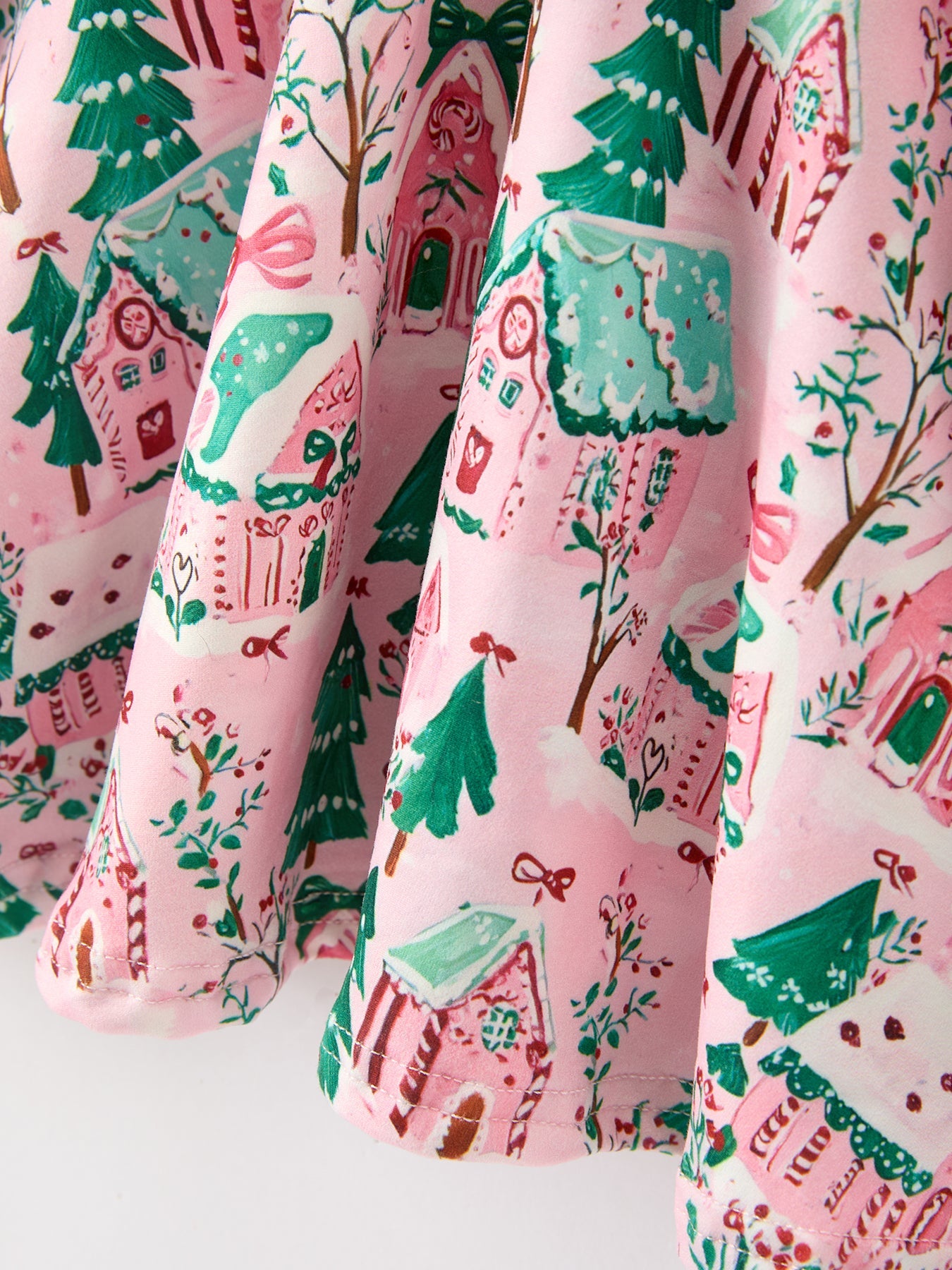 Christmas Girls Pink Holiday Village Print Twirl Dress by Rylee Faith Designs