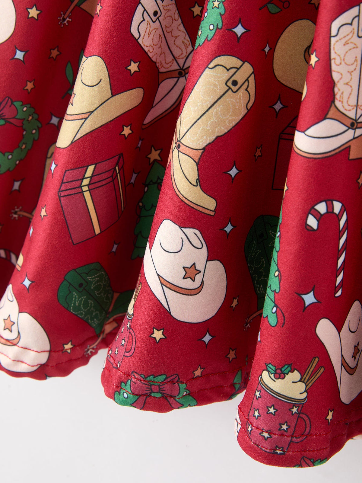 Girls Christmas Wreaths Twirl Long Sleeve Festive Dress by Rylee Faith Designs