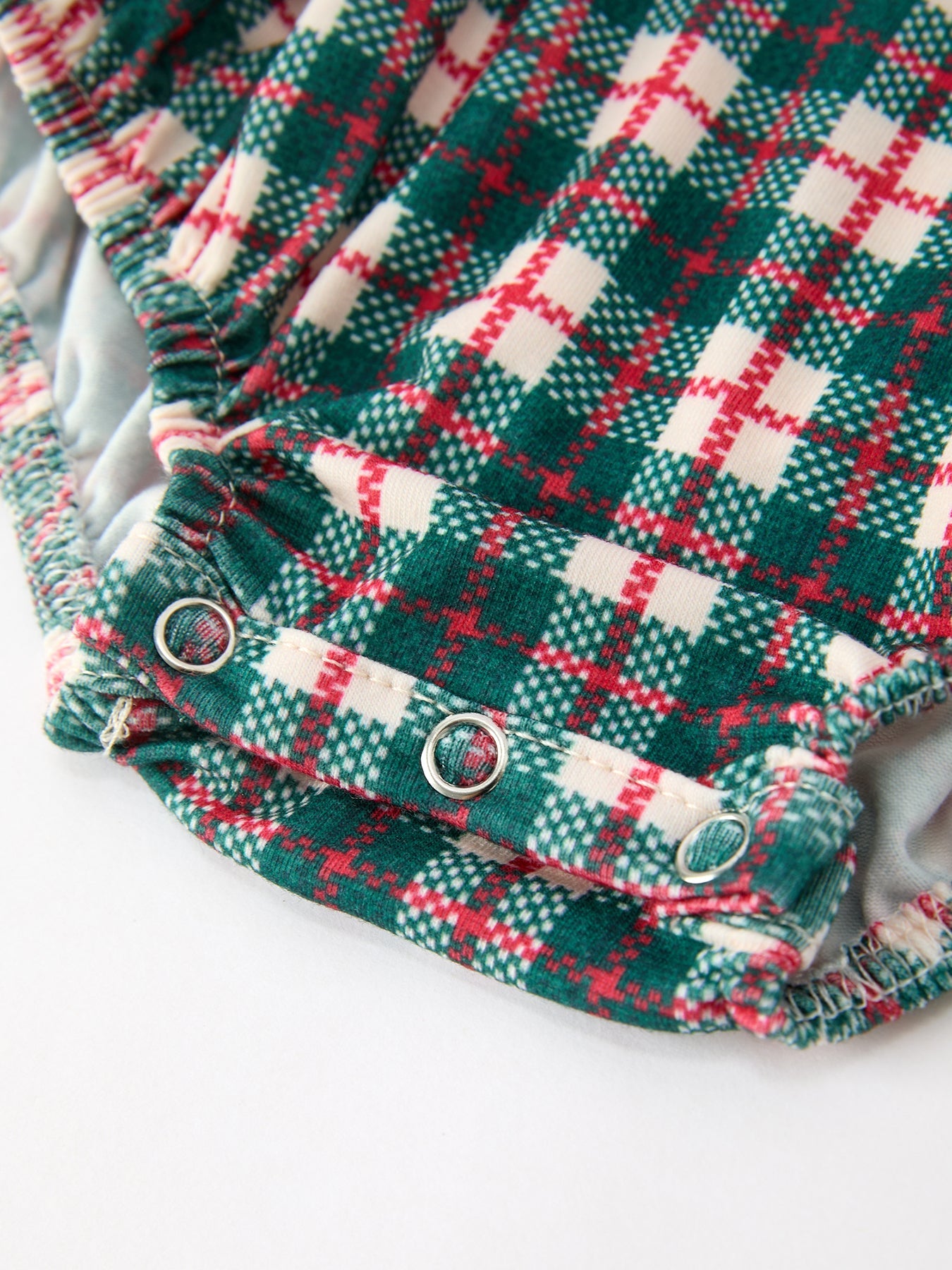 Baby Girl Christmas Plaid Wreath Embroidery Bubble Romper by Rylee Faith Designs