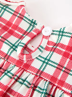 Red Christmas Plaid Wreath Baby Girl Bubble Romper by Rylee Faith Designs