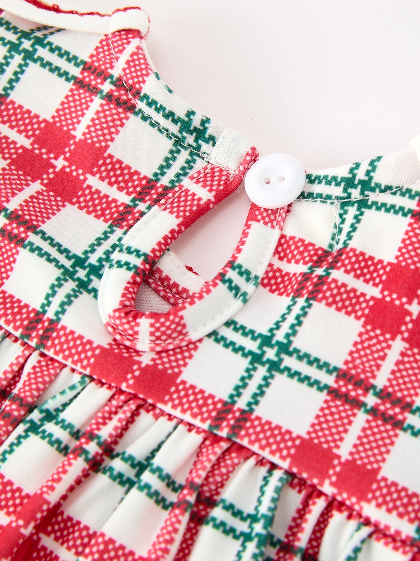 Red Christmas Plaid Wreath Baby Girl Bubble Romper by Rylee Faith Designs