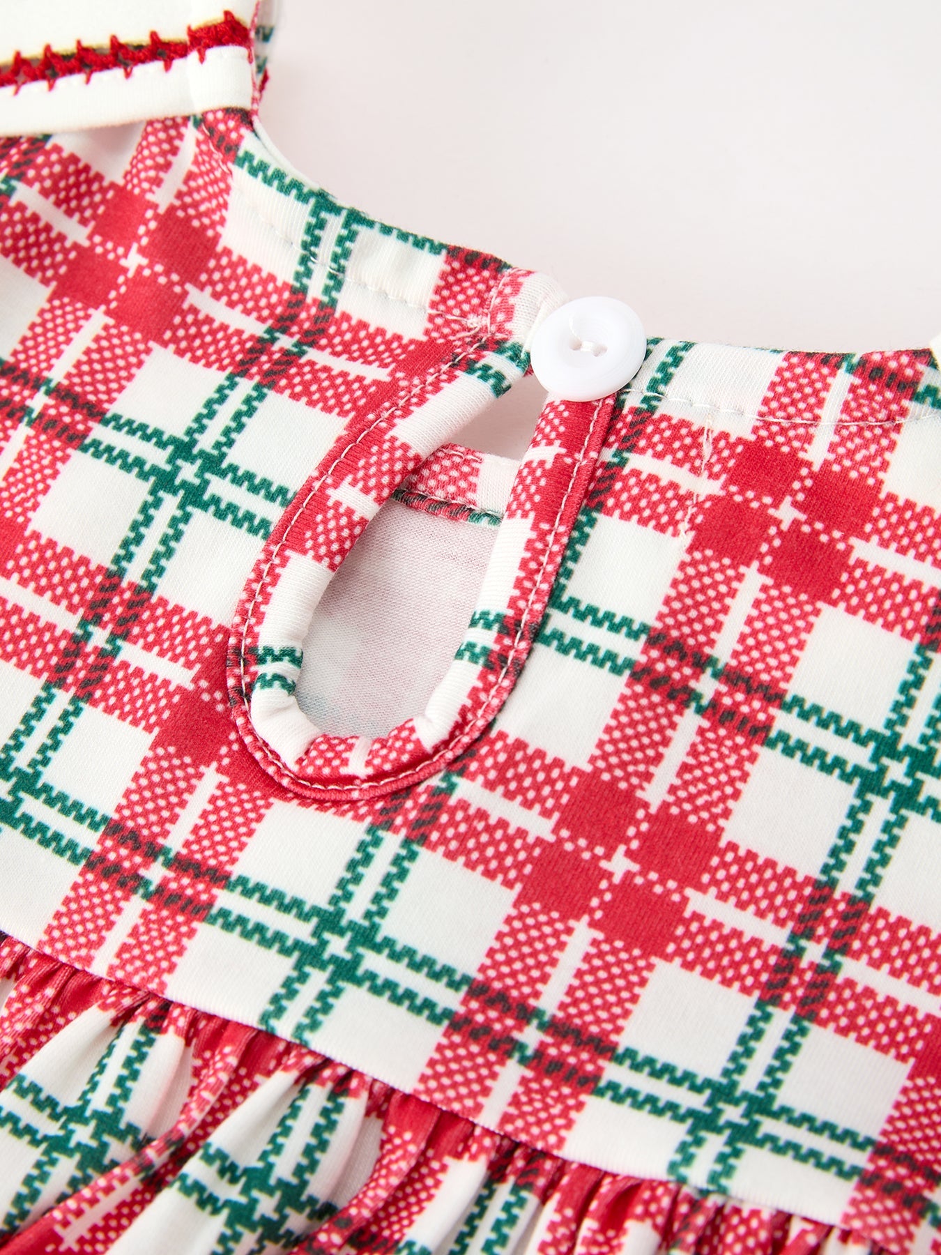 Red Christmas Plaid Wreath Embroidered Girl Dress by Rylee Faith Designs