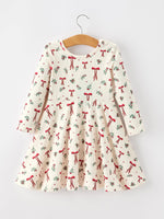 Girls Christmas Bow & Berry Print Twirl Dress by Rylee Faith Designs