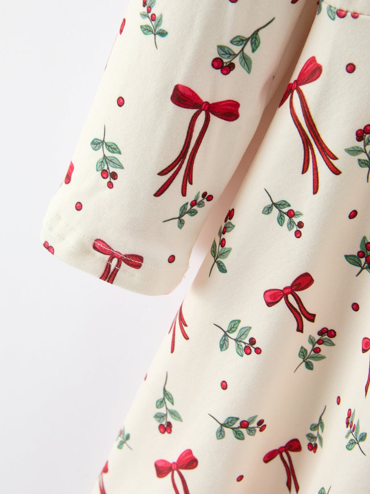 Girls Christmas Bow & Berry Print Twirl Dress by Rylee Faith Designs