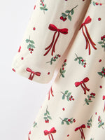 Girls Christmas Bow & Berry Print Twirl Dress by Rylee Faith Designs