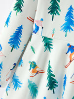 Christmas Girls Winter Ski & Pine Tree Print Twirl Dress by Rylee Faith Designs