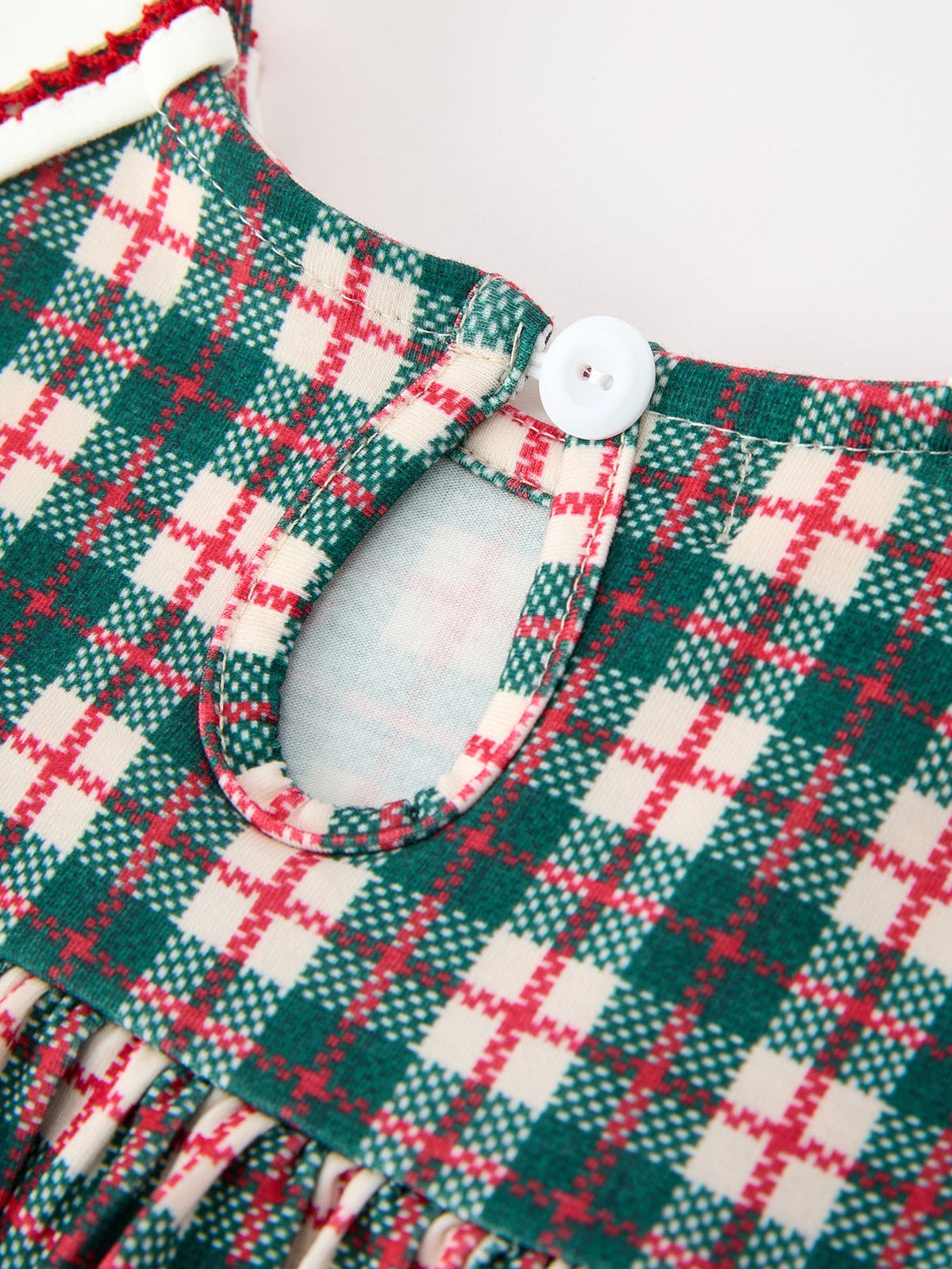 Baby Girl Christmas Plaid Embroidered Dress Wreath Collar by Rylee Faith Designs