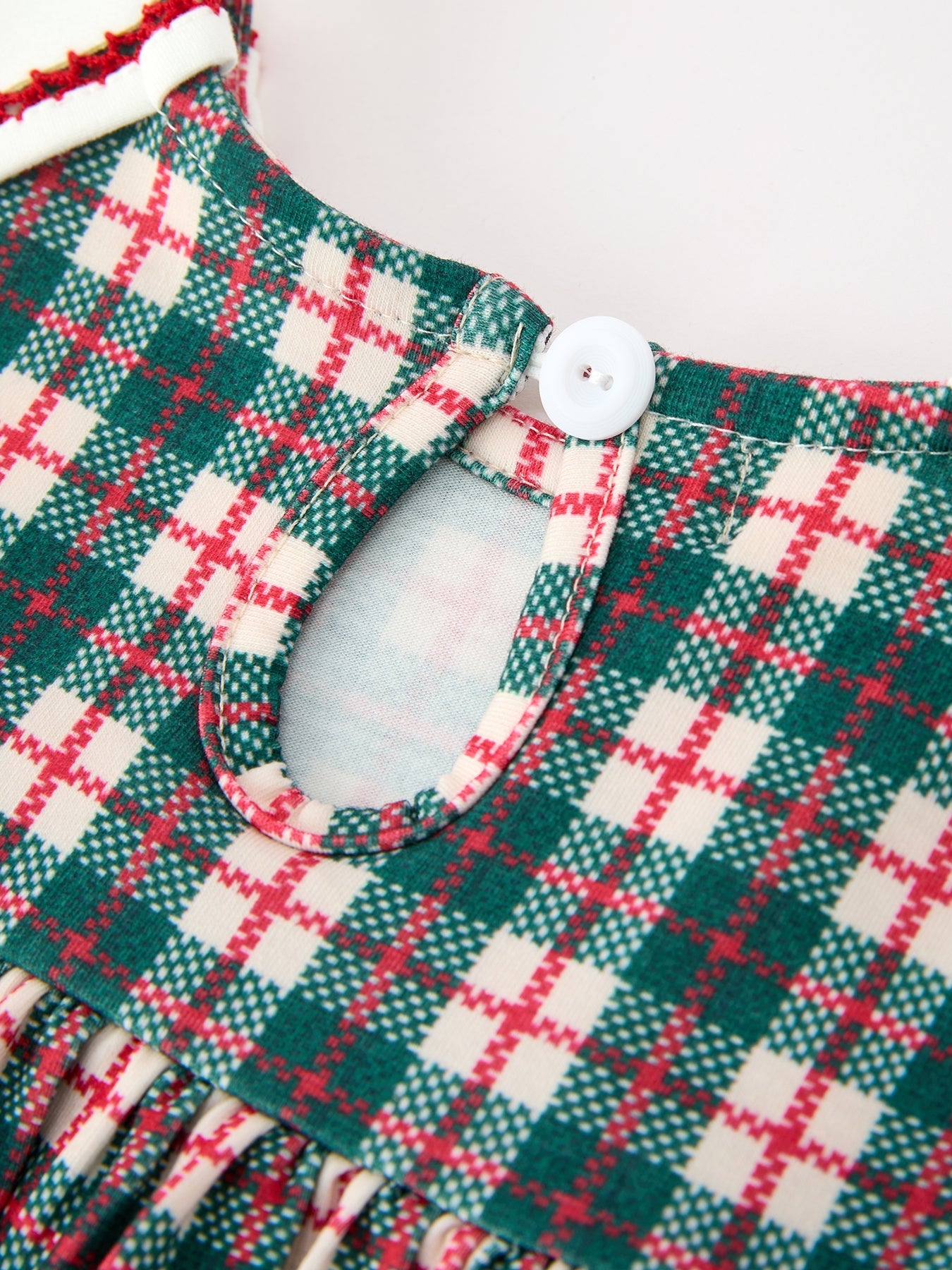Baby Girl Christmas Plaid Embroidered Dress Wreath Collar by Rylee Faith Designs