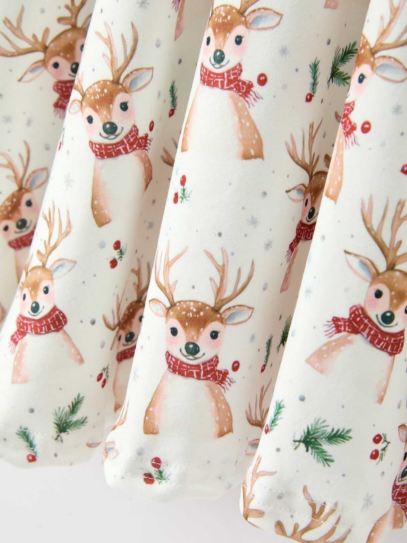 Girls Reindeer Christmas Twirl Long Sleeve Dress by Rylee Faith Designs