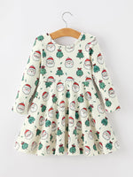 Girls Santa & Christmas Tree Print Twirl Dress by Rylee Faith Designs