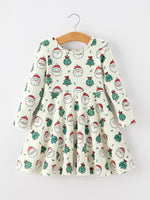 Girls Santa & Christmas Tree Print Twirl Dress by Rylee Faith Designs