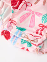 Baby Girl Christmas Smocked Bubble Romper Bow Print by Rylee Faith Designs