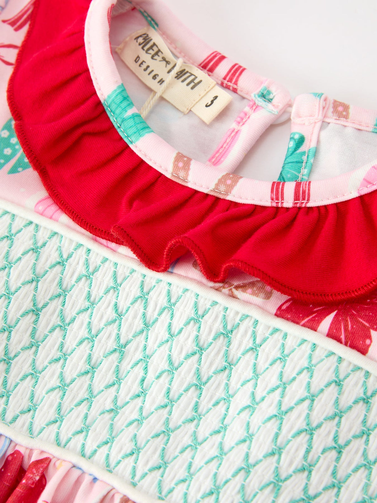 Girl Christmas Smocked Dress Red Green Bow Holiday Party Dress by Rylee Faith Designs
