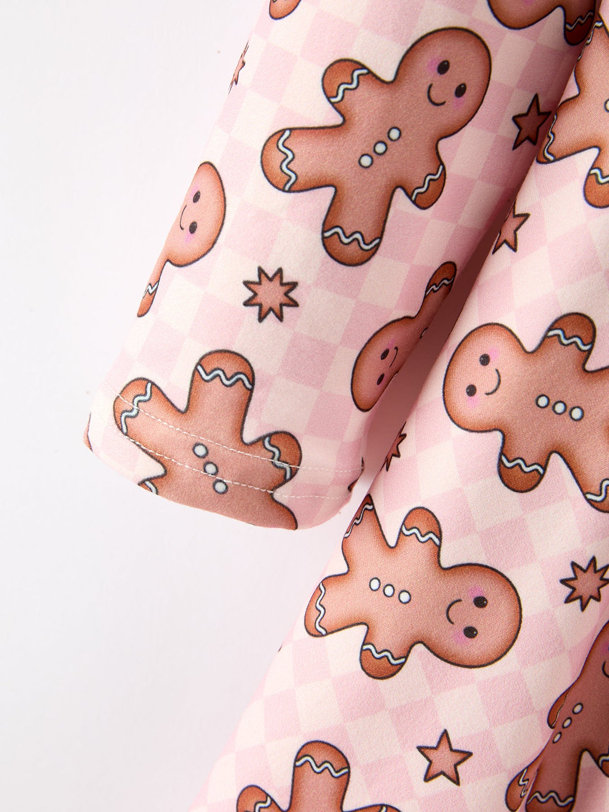 Christmas Girls Gingerbread Print Twirl Long Sleeve Dress by Rylee Faith Designs