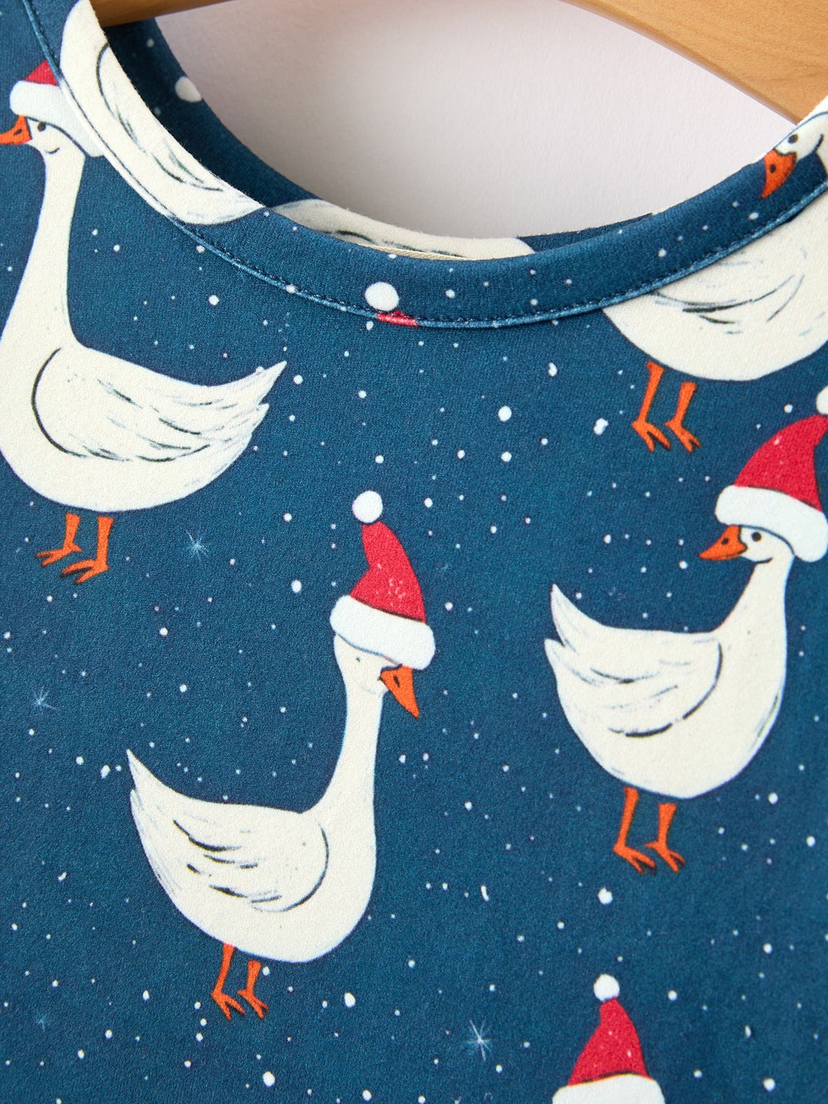 Christmas Girls Goose Twirl Dress Navy Long Sleeve Dress by Rylee Faith Designs
