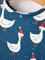 Christmas Girls Goose Twirl Dress Navy Long Sleeve Dress by Rylee Faith Designs