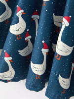 Christmas Girls Goose Twirl Dress Navy Long Sleeve Dress by Rylee Faith Designs