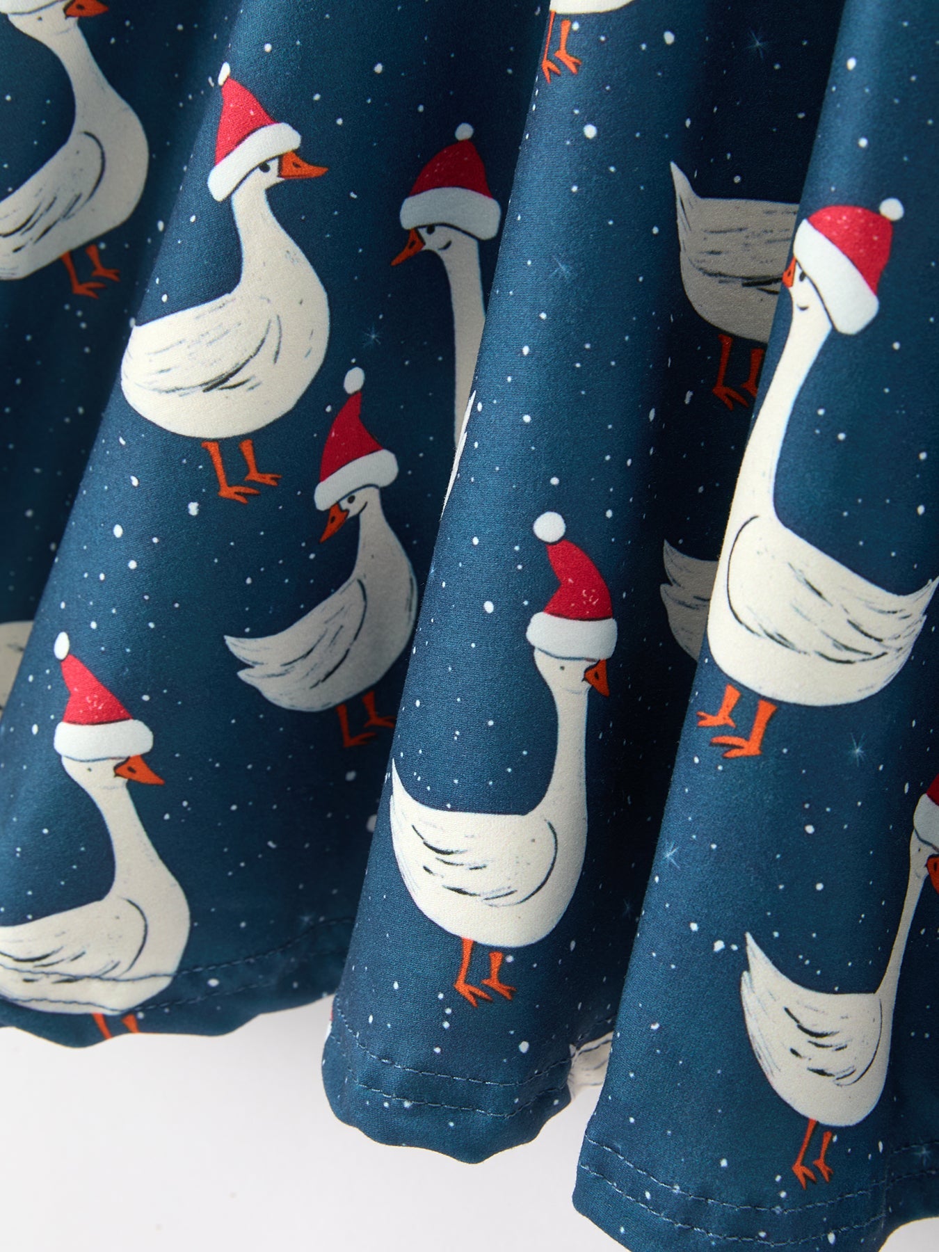 Christmas Girls Goose Twirl Dress Navy Long Sleeve Dress by Rylee Faith Designs