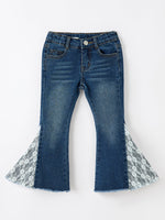 Girls Denim Bell Bottom Pants Lace Flare Jeans by Rylee Faith Designs