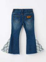 Girls Denim Bell Bottom Pants Lace Flare Jeans by Rylee Faith Designs