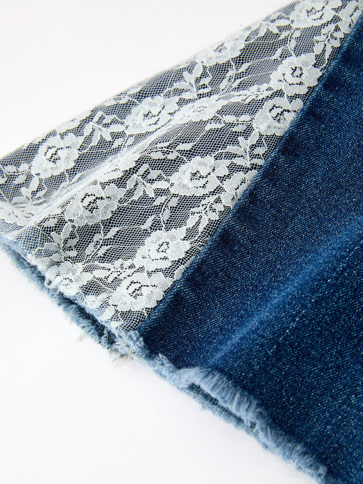 Girls Denim Bell Bottom Pants Lace Flare Jeans by Rylee Faith Designs