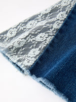 Girls Denim Bell Bottom Pants Lace Flare Jeans by Rylee Faith Designs