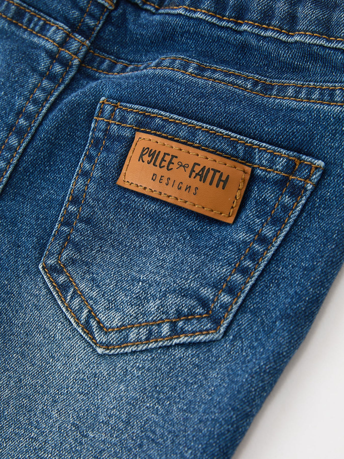 Girls Denim Bell Bottom Pants Lace Flare Jeans by Rylee Faith Designs