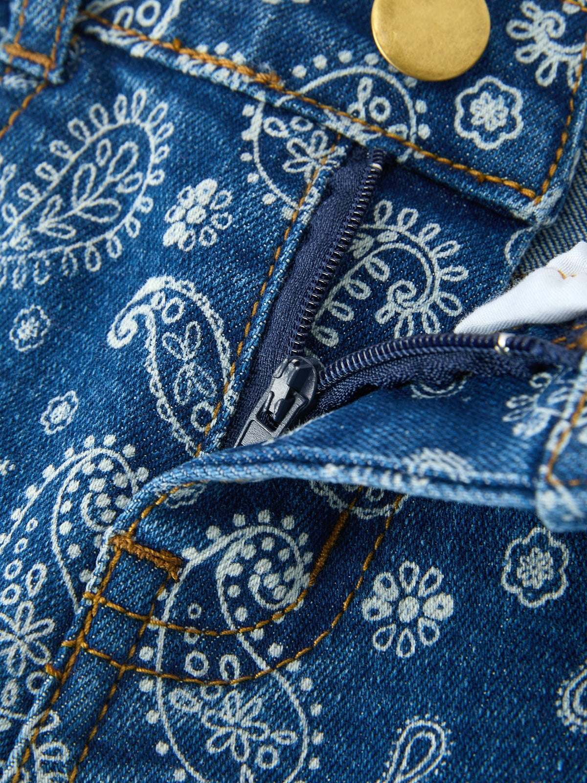 Girls Denim Bell Bottom Pants Decorative Print Flare Jeans by Rylee Faith Designs