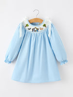 Christmas Nativity Smocked Long Sleeve Girls Dress by Rylee Faith Designs