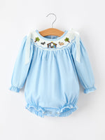 Christmas Nativity Smocked Baby Bubble Romper by Rylee Faith Designs