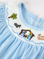 Christmas Nativity Smocked Baby Bubble Romper by Rylee Faith Designs