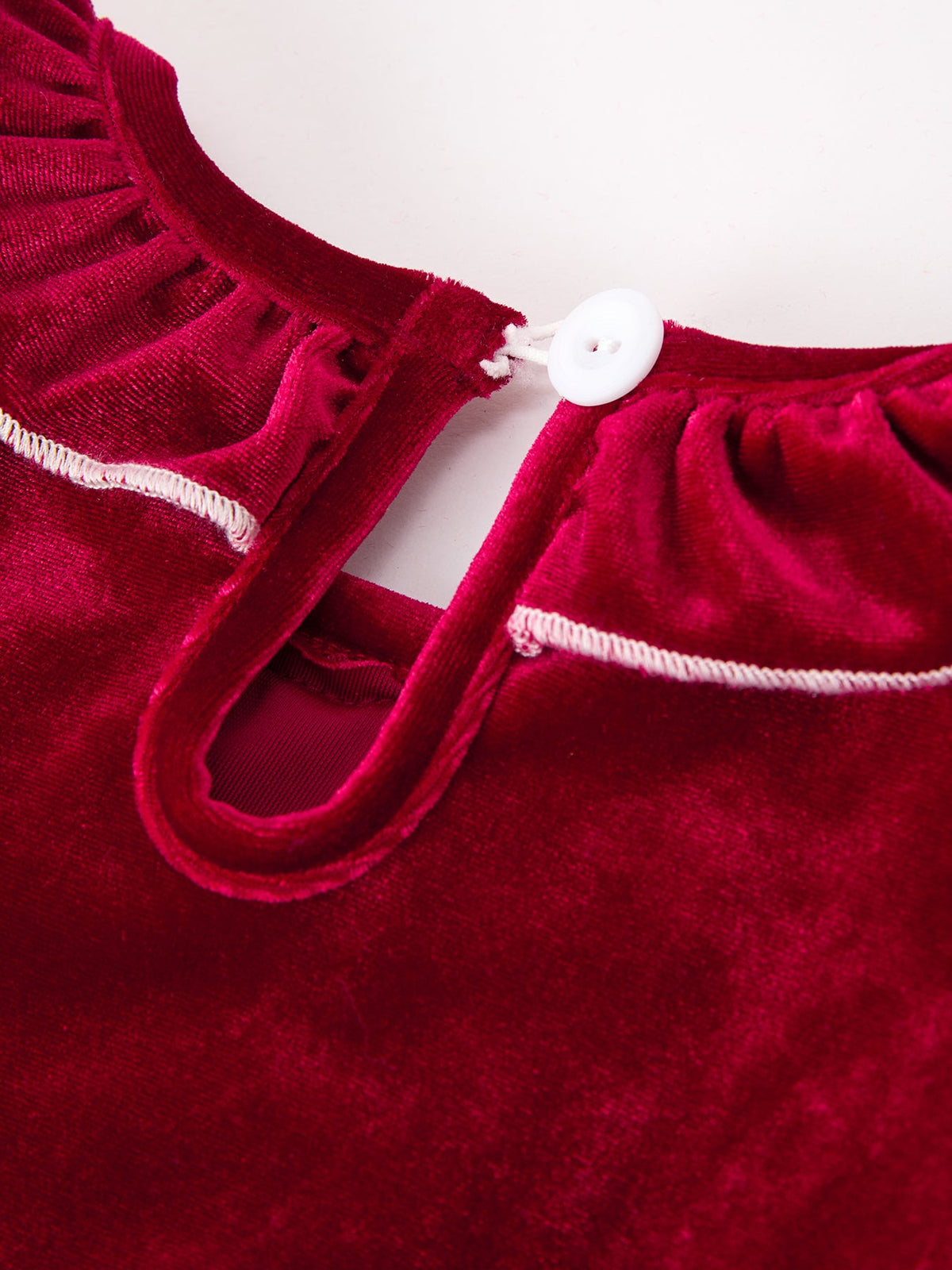Christmas Velvet Smocked Girls Dress with Pearl Detail by Rylee Faith Designs