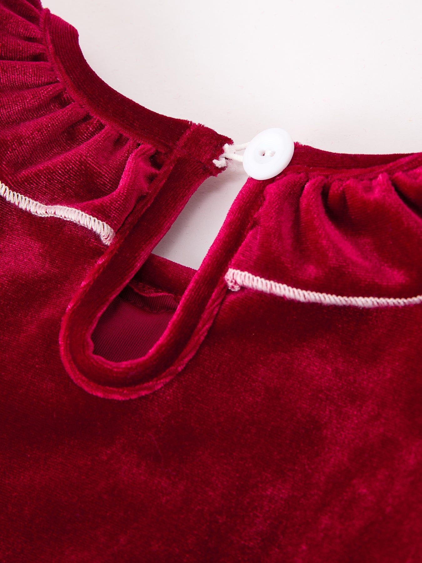 Christmas Velvet Smocked Girls Dress with Pearl Detail by Rylee Faith Designs