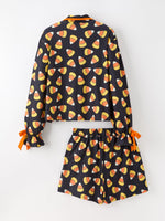 Halloween Candy Corn Mommy and Me Pajama Set Matching Lounge Set by Rylee Faith Designs