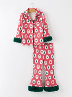 Mommy and Me Christmas Santa Print Pajama Set with Fur Trim by Rylee Faith Designs