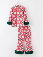 Mommy and Me Christmas Santa Print Pajama Set with Fur Trim by Rylee Faith Designs