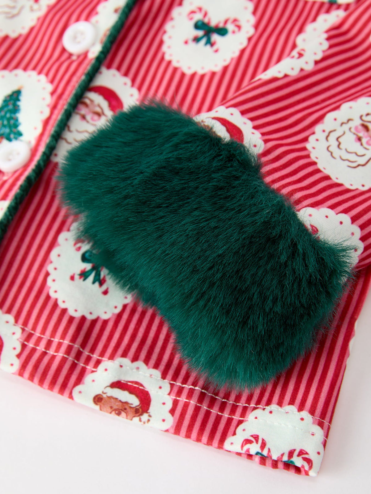 Mommy and Me Christmas Santa Print Pajama Set with Fur Trim by Rylee Faith Designs