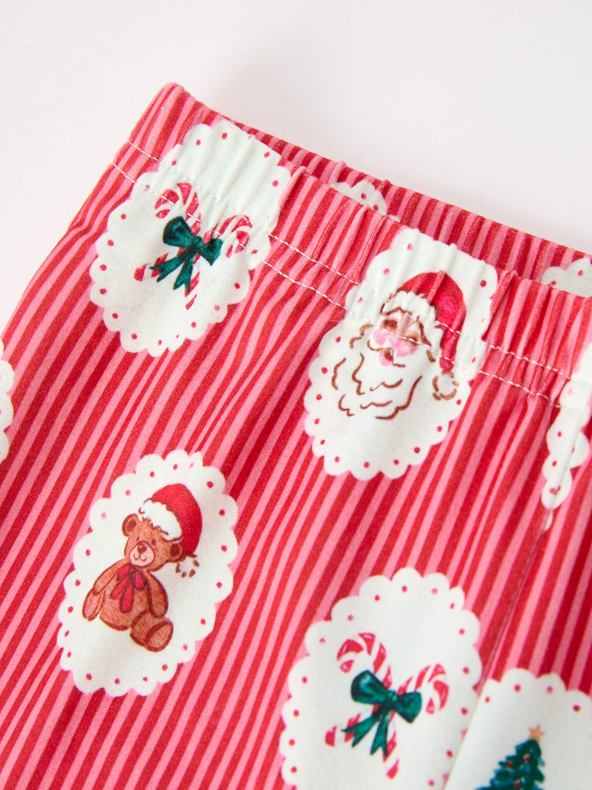 Mommy and Me Christmas Santa Print Pajama Set with Fur Trim by Rylee Faith Designs