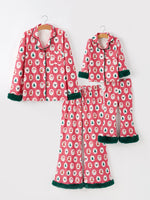 Mommy and Me Christmas Santa Print Pajama Set with Fur Trim by Rylee Faith Designs