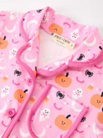 Halloween Pumpkin Ghost Print Girls Pajama Set Long Sleeve Top and Shorts by Rylee Faith Designs