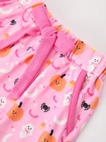 Halloween Pumpkin Ghost Print Girls Pajama Set Long Sleeve Top and Shorts by Rylee Faith Designs
