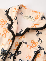 Halloween Bow Print Girls Pajama Set Long Sleeve Top and Shorts by Rylee Faith Designs