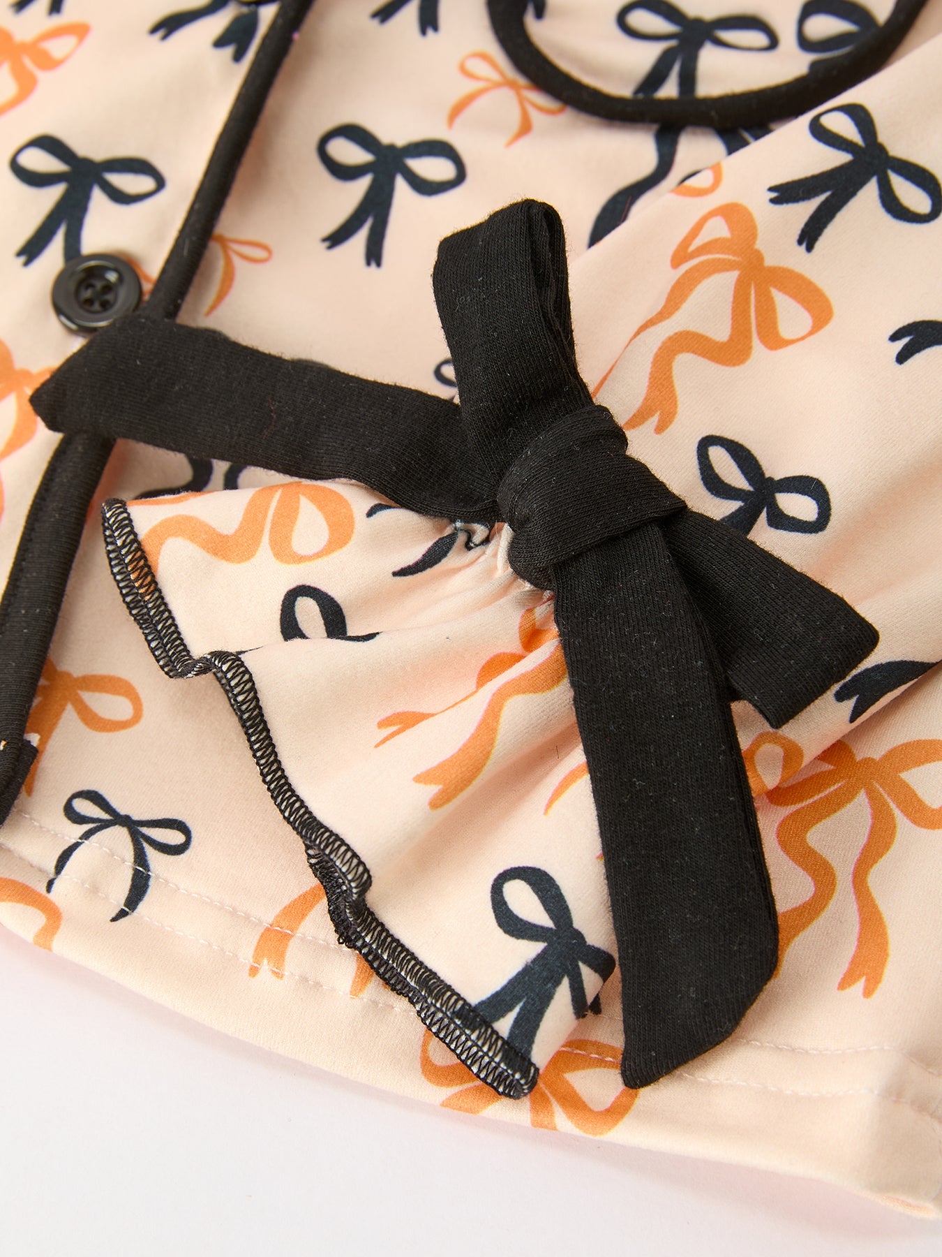 Halloween Bow Print Girls Pajama Set Long Sleeve Top and Shorts by Rylee Faith Designs
