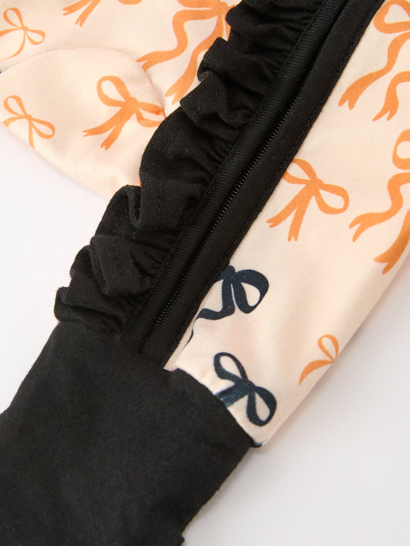 Halloween Bow Print Baby Girl Pajamas Ruffle Zipper Romper by Rylee Faith Designs