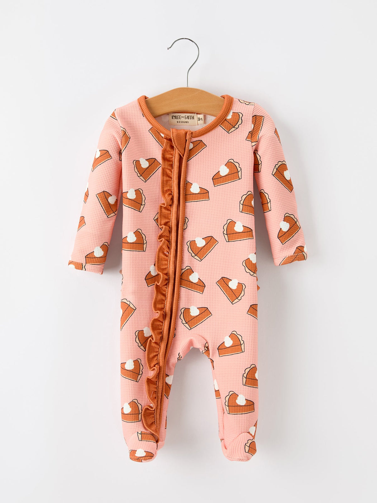 Girls Thanksgiving Pumpkin Pie Baby Girls Sleeper by Rylee Faith Designs