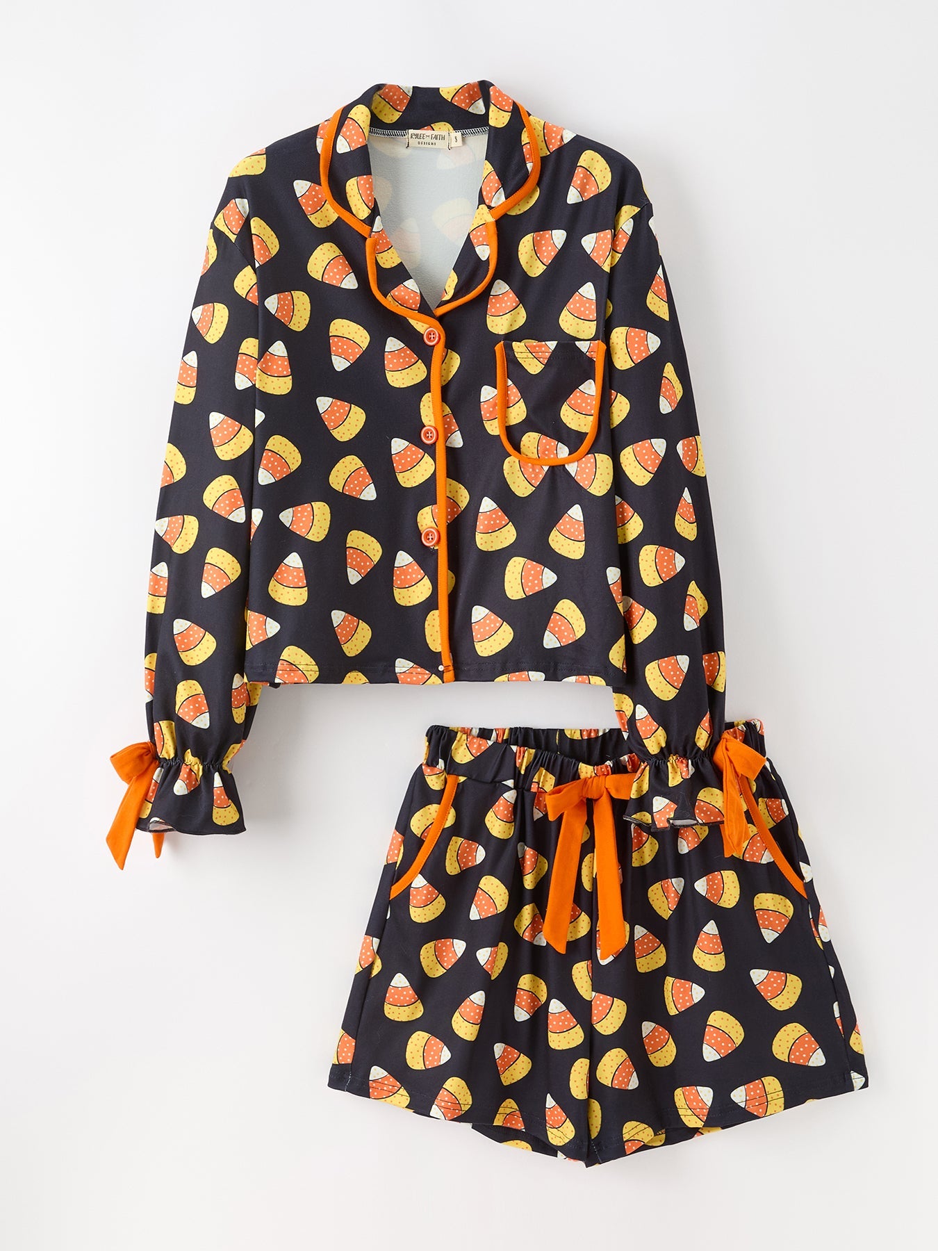 Halloween Candy Corn Mommy and Me Pajama Set Matching Lounge Set by Rylee Faith Designs