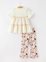 Halloween Black Cat Girls Bell Bottom Pant Set by Rylee Faith Designs