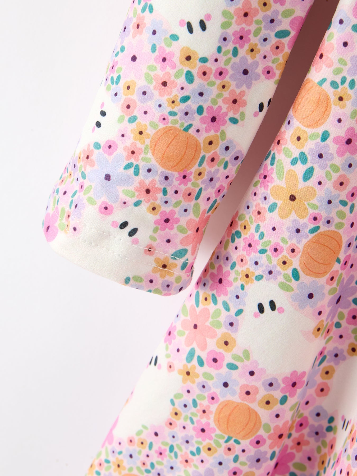 Halloween Ghost Print Girls Twirl Dress Long Sleeve by Rylee Faith Designs