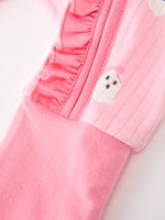 Halloween Ghost Baby Girl Pink Pajamas Ruffle Zipper Romper by Rylee Faith Designs